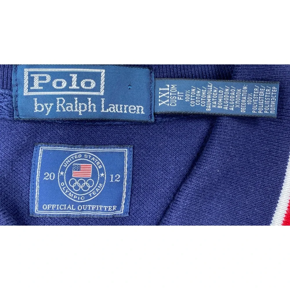 Polo Ralph Lauren USA Olympic 2012 Polo Shirt Men's XXL Custom Fit Navy Blue